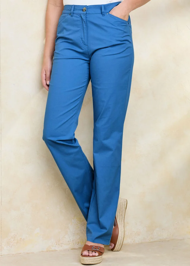 Cotton Traders French Blue Classic Straight Leg Chino Trousers