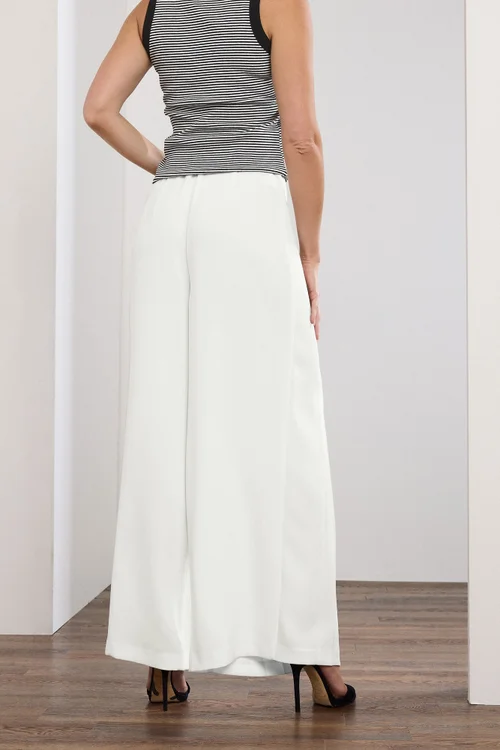 Star By Julien Macdonald White Pleated Wide Leg Trousers - 10 Image 5