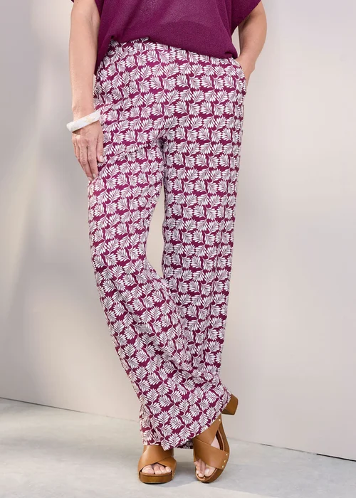 Cotton Traders Wild Rose Pull On Printed Wide Leg Trousers - 20/l27 Image 1