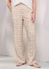 Cotton Traders Cream Pull On Printed Wide Leg Trousers - 12/L27 Image 2