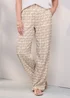 Cotton Traders Cream Pull On Printed Wide Leg Trousers - 12/L27 Image 1