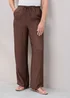 Cotton Traders Mocha Chocolate Crinkle Pull On Wide Leg Trousers - 8/L29 Image 2