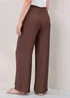 Cotton Traders Mocha Chocolate Crinkle Pull On Wide Leg Trousers - 8/L29 Image 3