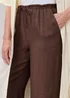 Cotton Traders Mocha Chocolate Crinkle Pull On Wide Leg Trousers - 8/L29 Image 4