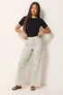 M&Co Petite Natural Brown Wide Leg Cargo Trousers - 18 Image 2