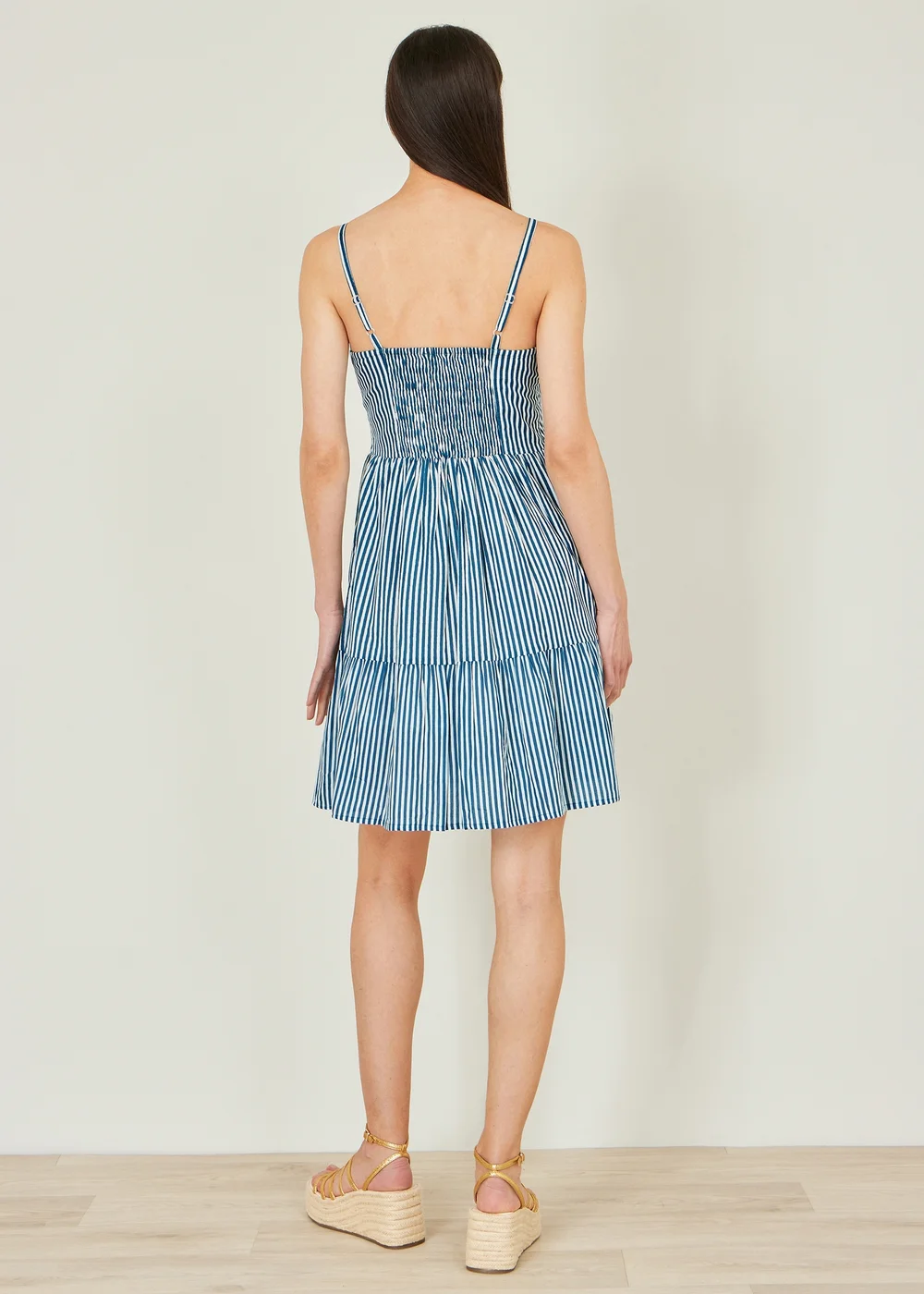 Yumi Blue Stripe Cotton Mini Sun Dress - 10 Image 3