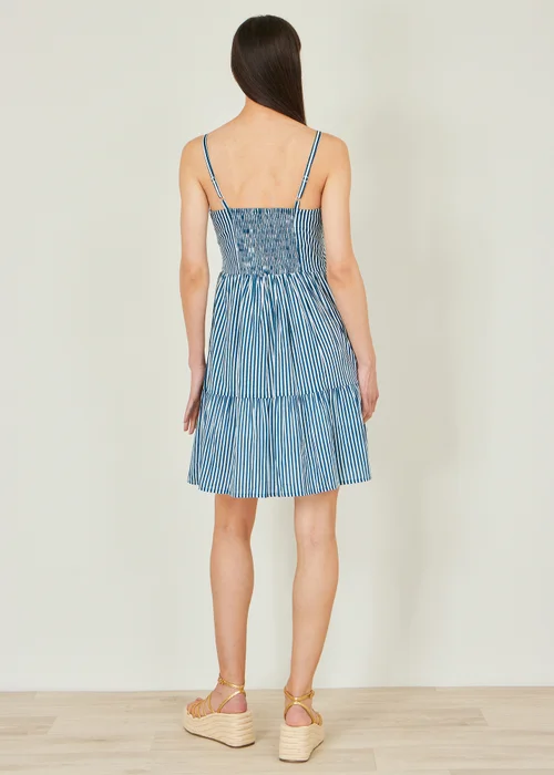 Yumi Blue Stripe Cotton Mini Sun Dress - 10 Image 3