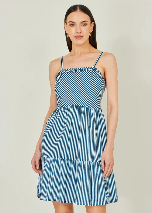 Yumi Blue Stripe Cotton Mini Sun Dress - 10 Image 1