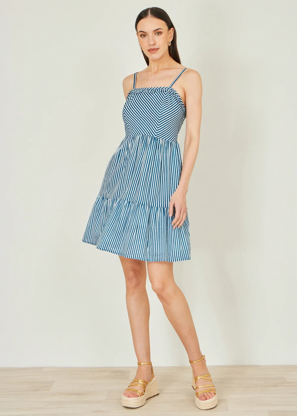 Yumi Blue Stripe Cotton Mini Sun Dress - 10 Image 2