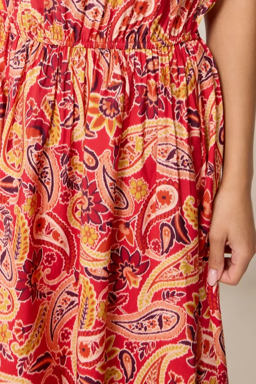 PixieGirl Petite Orange Paisley Midi Dress - 12 Image 4
