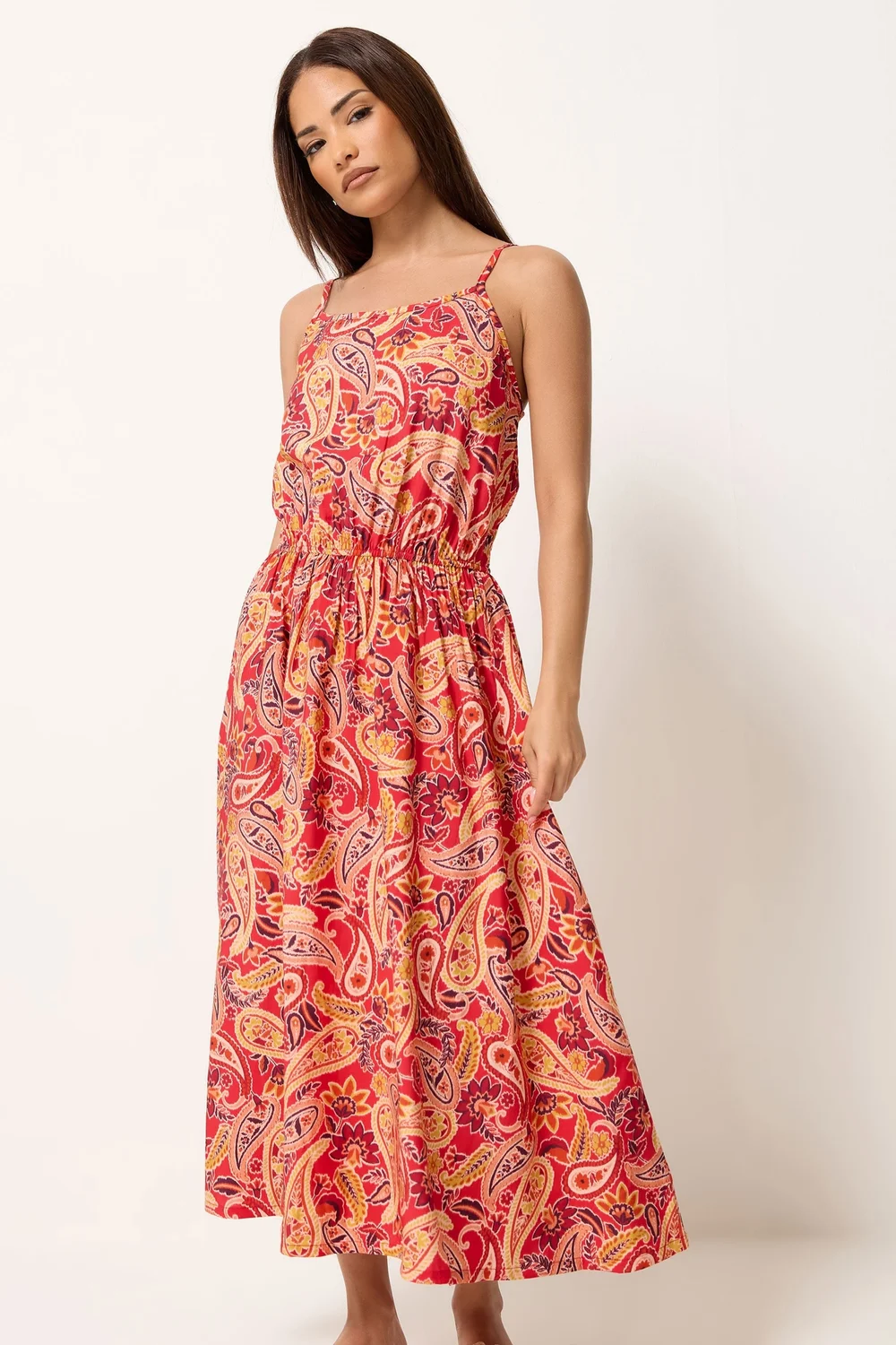 PixieGirl Petite Orange Paisley Midi Dress - 12 Image 1
