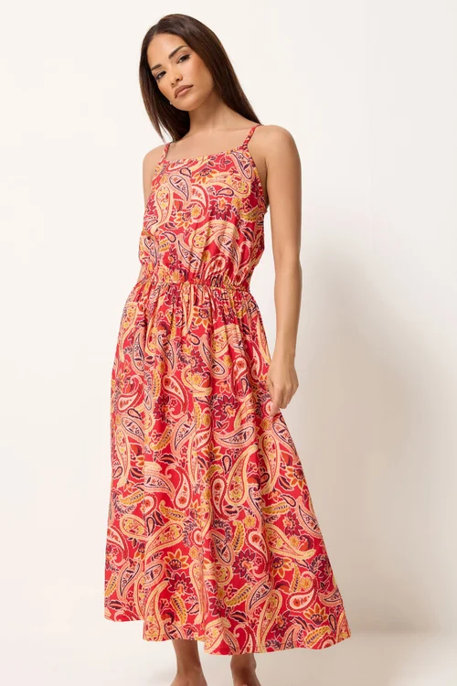 PixieGirl Petite Orange Paisley Midi Dress - 12 Image 1