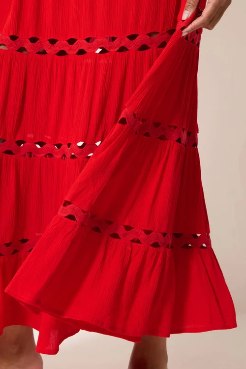M&Co Red Sleeveless Tiered Maxi Dress - 12 Image 5