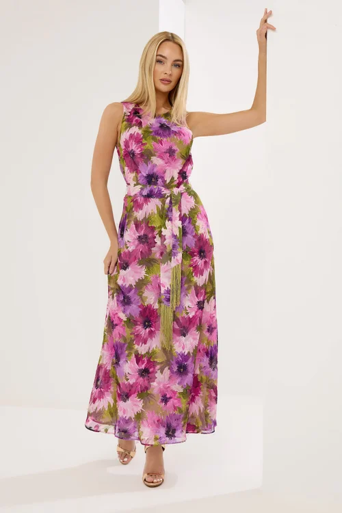 Star By Julien Macdonald Pink Floral Tassel Detail Dress - 12 Image 2