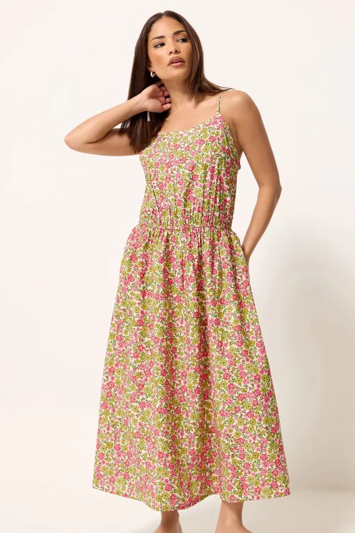 PixieGirl Petite Pink Floral Midi Dress - 12 Image 1