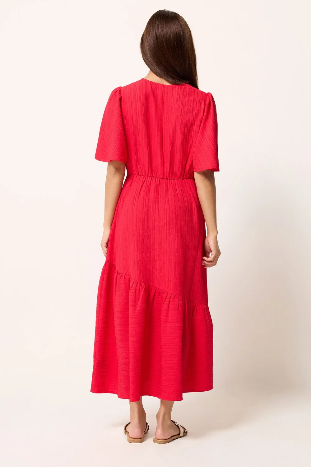 PixieGirl Petite Red Asymmetric Tiered Midi Dress - 18 Image 3