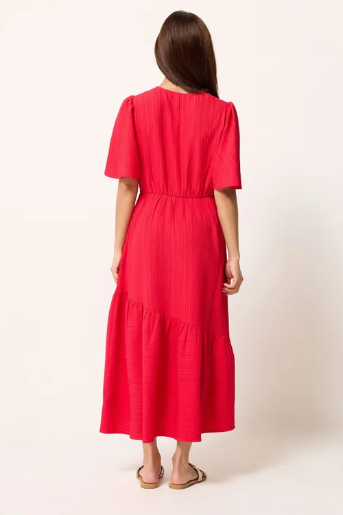 PixieGirl Petite Red Asymmetric Tiered Midi Dress - 18 Image 3