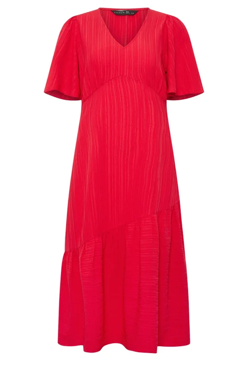 PixieGirl Petite Red Asymmetric Tiered Midi Dress - 18 Image 5