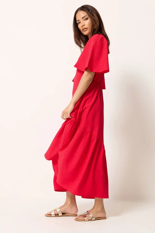 PixieGirl Petite Red Asymmetric Tiered Midi Dress - 18 Image 2