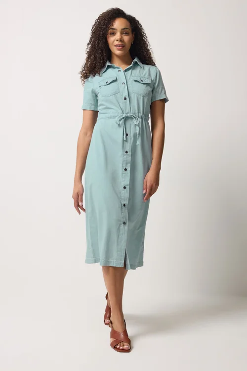 M&Co Blue Tencel Denim Shirt Dress - 16 Image 2