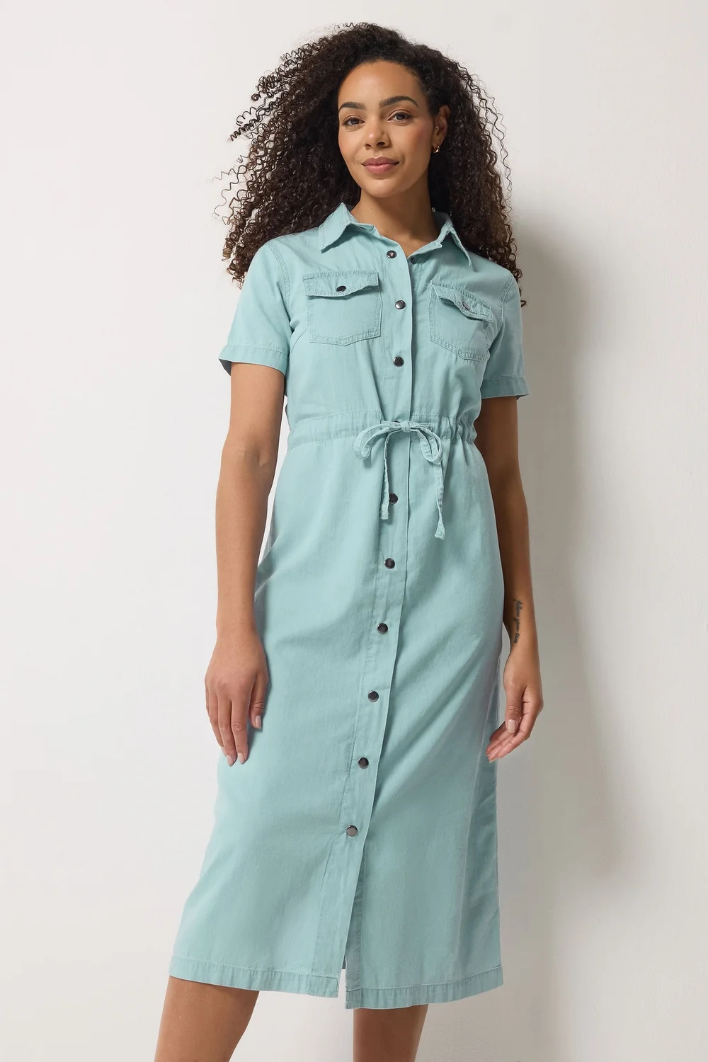M&Co Blue Tencel Denim Shirt Dress - 16 Image 1