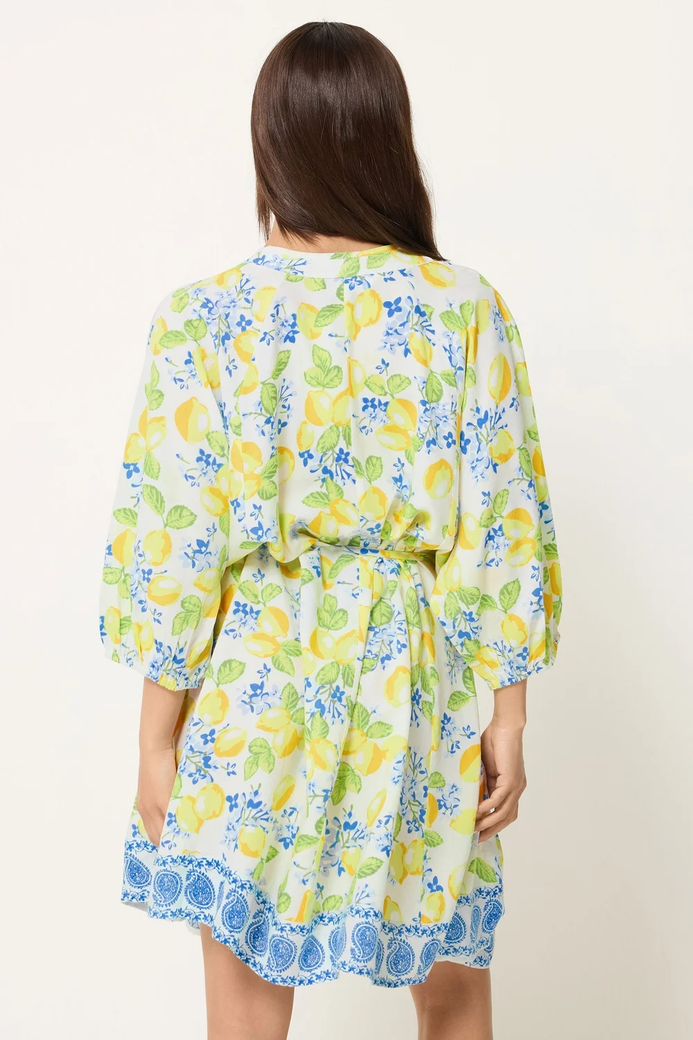 PixieGirl Petite White Lemon Print Shirt Mini Dress - 8 Image 3