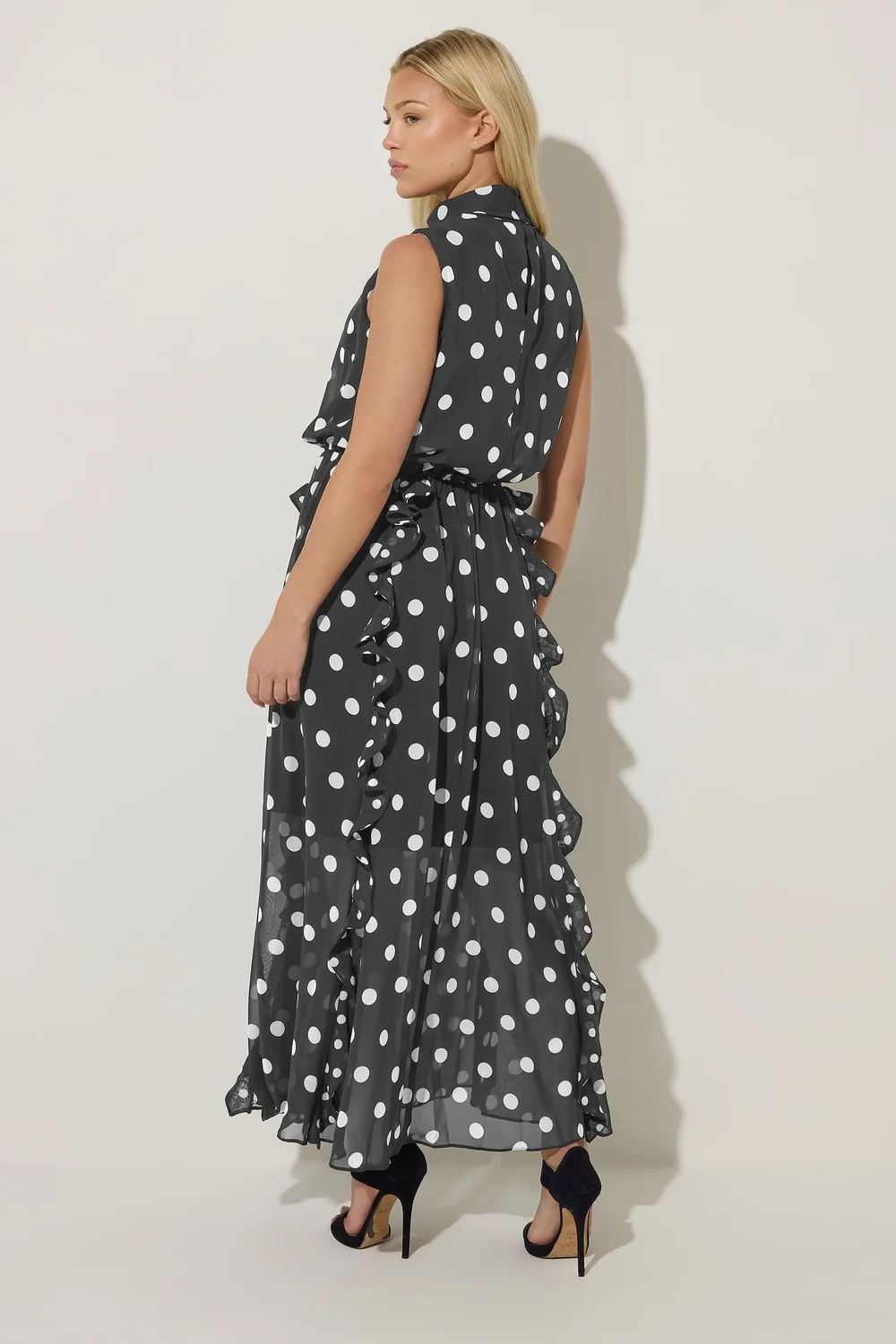Star By Julien Macdonald Black Polka Dot Maxi Dress - 16 Image 4