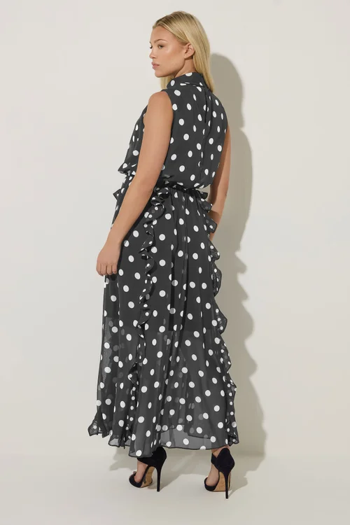 Star By Julien Macdonald Black Polka Dot Maxi Dress - 16 Image 4