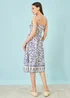 Yumi White Floral Border Print Viscose Midi Sun Dress - 12 Image 4