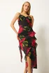 Star By Julien Macdonald Black Floral Ruffle Midi Dress - 16 Image 1
