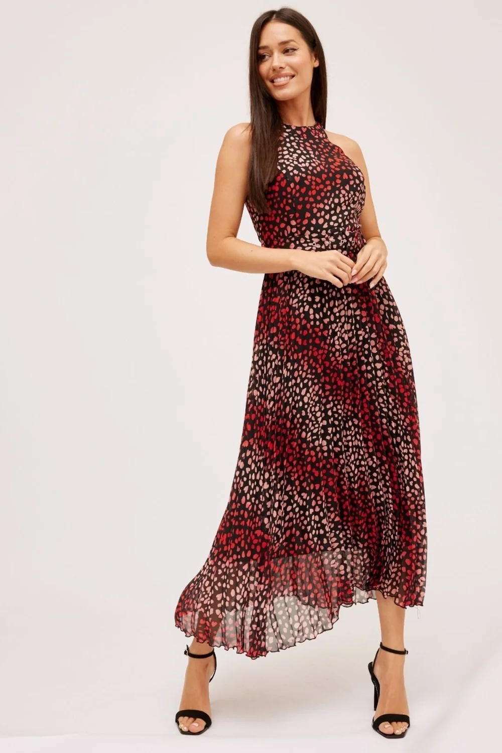 Style Cheat Multi Black Heart Luisa Belted Pleated Maxi Dress - 6 Image 1