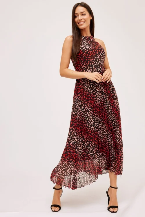 Style Cheat Multi Black Heart Luisa Belted Pleated Maxi Dress - 6 Image 1