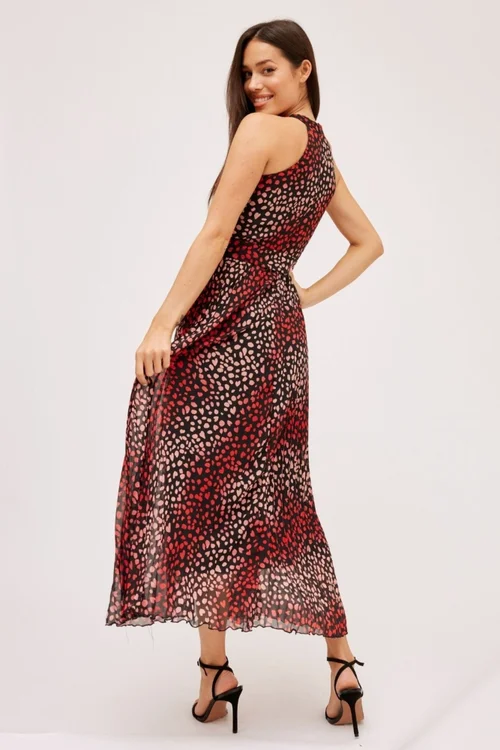 Style Cheat Multi Black Heart Luisa Belted Pleated Maxi Dress - 6 Image 3