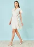 Yumi White Rose Print Wrap Over Frill Dress - 14 Image 2