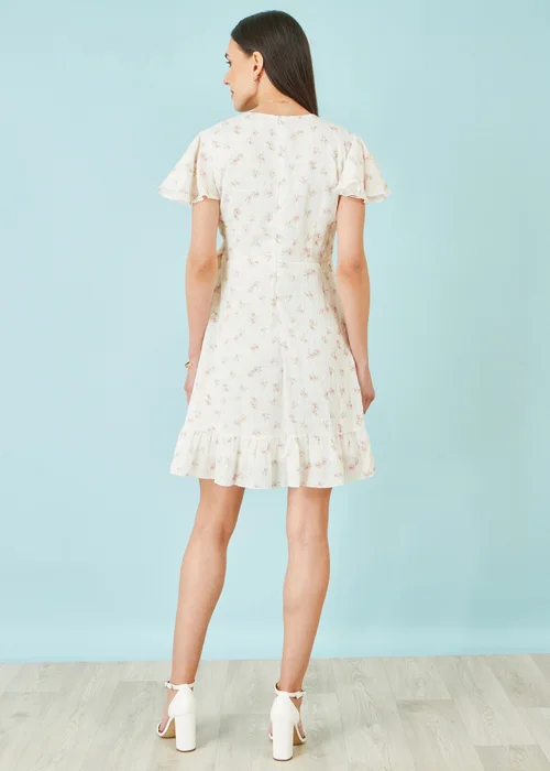 Yumi White Rose Print Wrap Over Frill Dress - 14 Image 3