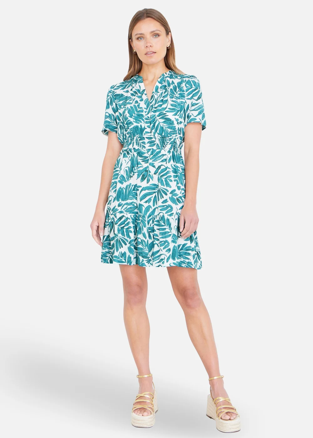 Yumi Green Leaf Print Viscose Dress - 8 Image 1