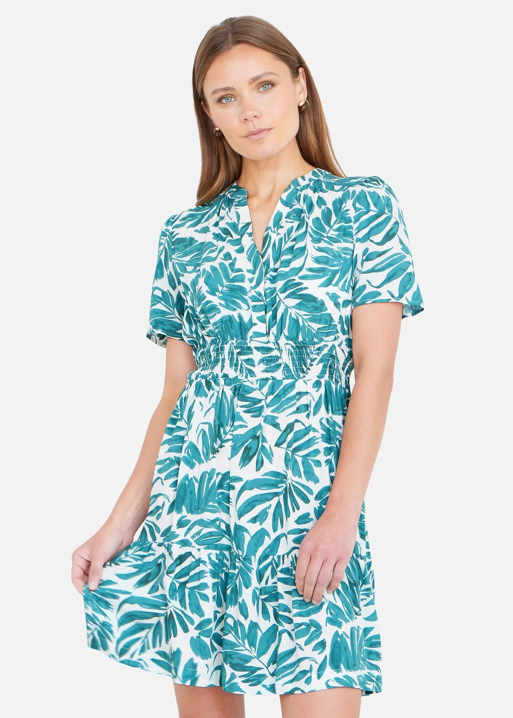 Yumi Green Leaf Print Viscose Dress - 8 Image 2