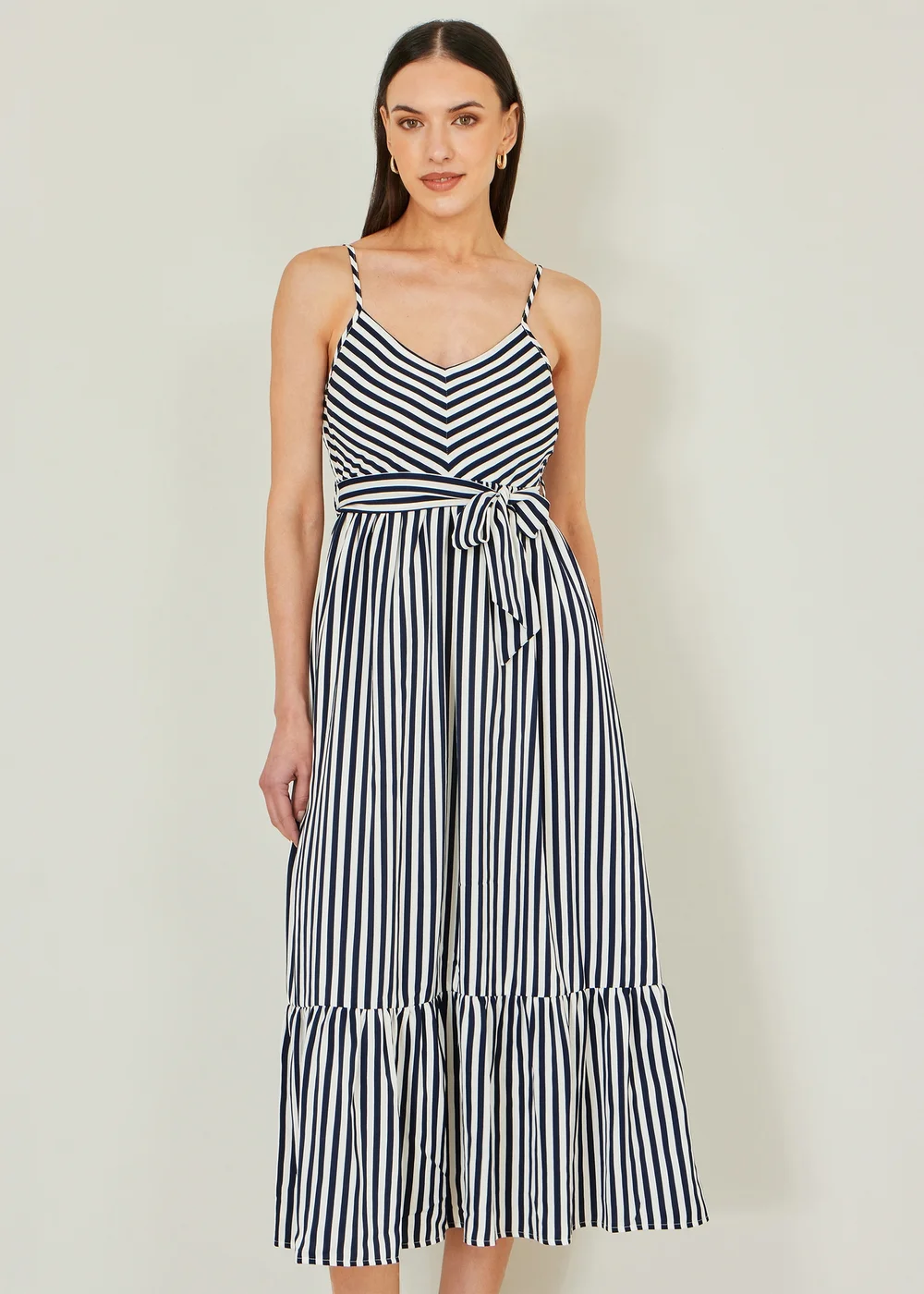 Yumi Navy Stripe Midi Sun Dress - 14 Image 1