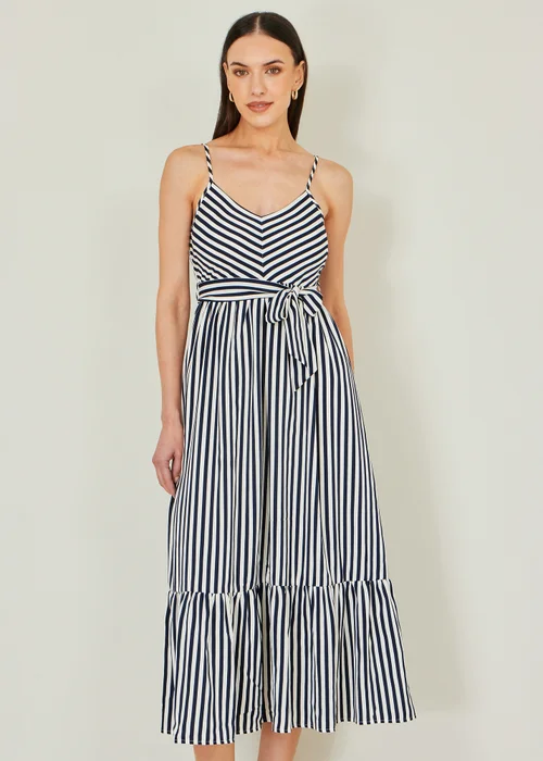 Yumi Navy Stripe Midi Sun Dress - 14 Image 1