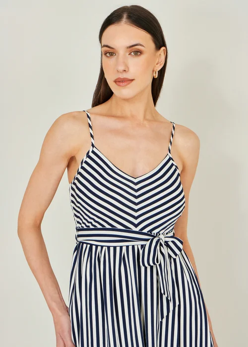 Yumi Navy Stripe Midi Sun Dress - 14 Image 3