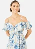 Yumi Ivory Floral Print Bardot Midi Dress With Dip Hem - 8 Image 3