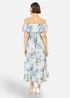 Yumi Ivory Floral Print Bardot Midi Dress With Dip Hem - 8 Image 2