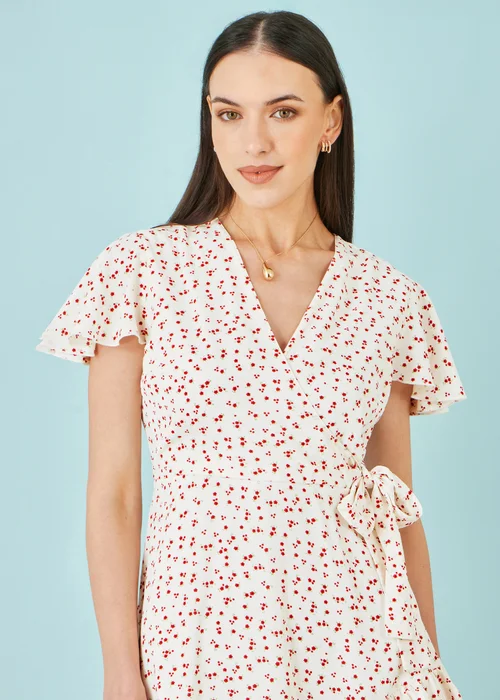 Yumi White Ditsy Print Frill Wrap Dress - 20 Image 4