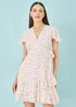 Yumi White Ditsy Print Frill Wrap Dress - 20 Image 1