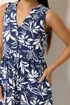 M&Co Petite Navy Blue Leaf Print Sleeveless Cotton Midi Dress - 14 Image 4