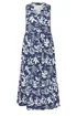 M&Co Petite Navy Blue Leaf Print Sleeveless Cotton Midi Dress - 14 Image 5