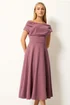 Star By Julien Macdonald Mauve Purple Off Shoulder Fit & Flare Dress - 18 Image 2