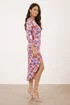 Style Cheat Blue Floral Print Jersey Wrap Midi Dress - 14 Image 2