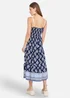 Yumi Navy Viscose Paisley Print Midi Sun Dress - 14 Image 2