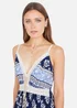 Yumi Navy Viscose Paisley Print Midi Sun Dress - 14 Image 3